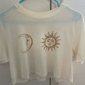 White sun and moon crop top, size medium